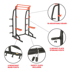 Sunny Health & Fitness Power Zone Premium Heavy Duty Multifunction Squat Power Rack