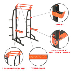 Sunny Health & Fitness Power Zone Premium Heavy Duty Multifunction Squat Power Rack