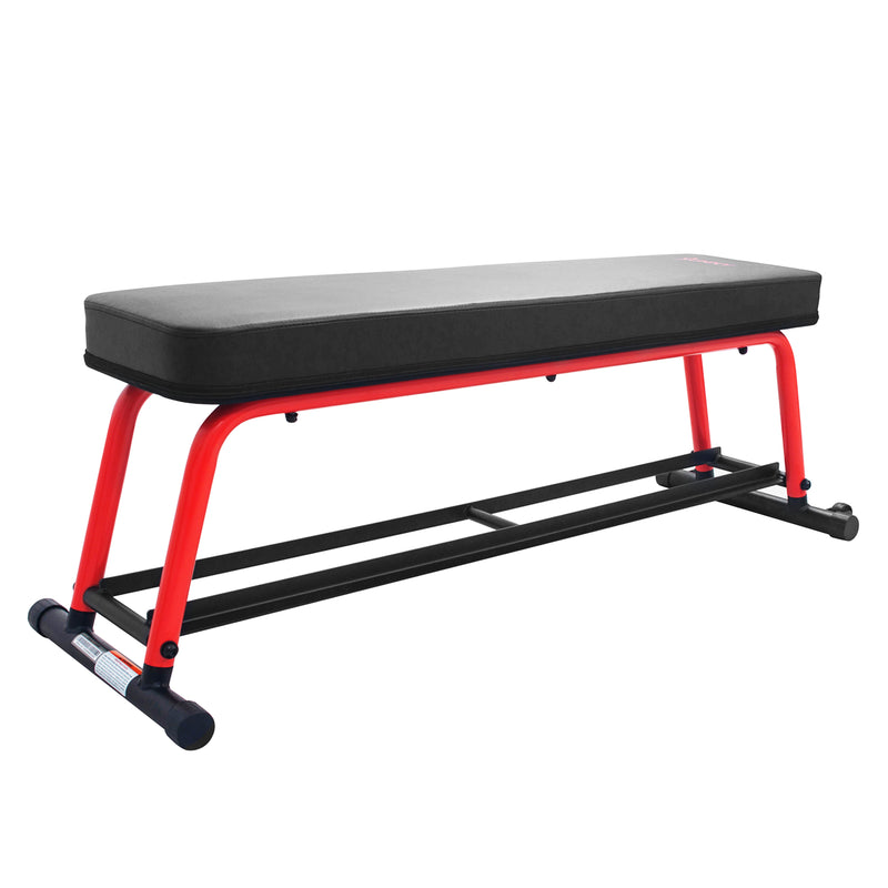 Sunny Health & Fitness Power Zone Premium Strength Flat Bench With Dumbbell Rack