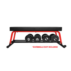 Sunny Health & Fitness Power Zone Premium Strength Flat Bench With Dumbbell Rack