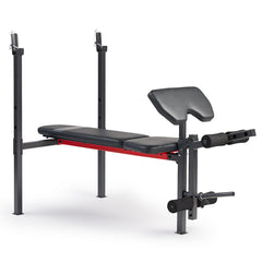 Sunny Health &  Fitness Adjustable Standard Incline Weight Bench with Leg Developer and Preacher Curl Attachment