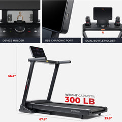 Sunny Health & Fitness Astra Elite Premium Auto Incline Smart Treadmill with 20" Running Deck