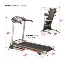 Sunny Health & Fitness Motorized Treadmill Electronic Running Machine w/ Manual Incline