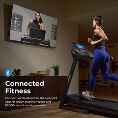 Sunny Health & Fitness energy Flex Motorized Auto Incline Smart Treadmill with Extra Shock Absorption