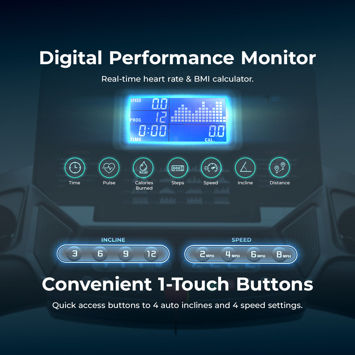 Sunny Health & Fitness Energy Flex Motorized Auto Incline Smart Treadmill with Extra Shock Absorption