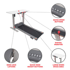 Sunny Health & Fitness Treadmill with Detachable Automated Desk