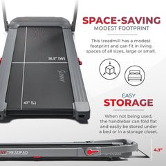 Sunny Health & Fitness Helius Lite Smart Brushless Motor Treadpad® Treadmill