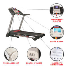 Sunny Health & Fitness Strength™ Electric Folding Treadmill with Bluetooth Speakers, Incline & Heart Rate Monitoring