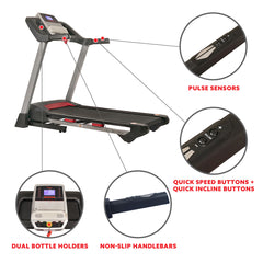 Sunny Health & Fitness Strength™ Electric Folding Treadmill with Bluetooth Speakers, Incline & Heart Rate Monitoring