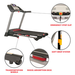 Sunny Health & Fitness Strength™ Electric Folding Treadmill with Bluetooth Speakers, Incline & Heart Rate Monitoring