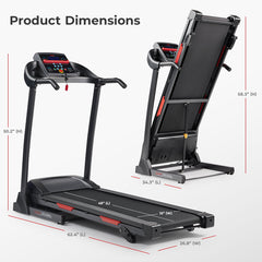 Sunny Health & Fitness Smart Motorized Treadmill with Manual Incline