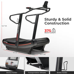 Sunny Health & Fitness Commercial Level Ergonomic Manual Treadmill