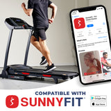 Sunny Health& Fitness Premium Folding Auto-Incline Smart Treadmill with Exclusive SunnyFit® App Enhanced Bluetooth Connectivity