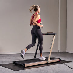 Sunny Health & Fitness Space Saving Commercial Treadmill, Slim Motorized Asuna w/ Speakers