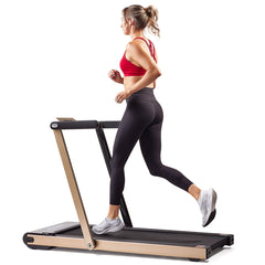 Sunny Health & Fitness Space Saving Commercial Treadmill, Slim Motorized Asuna w/ Speakers