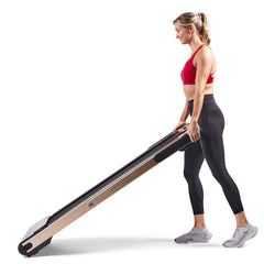 Sunny Health & Fitness Space Saving Commercial Treadmill, Slim Motorized Asuna w/ Speakers