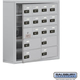 Surface Mounted Cell Phone Locker with 12 A Doors (11 usable) 4 B Doors in Sandstone - Resettable Combination Locks by Salsbury