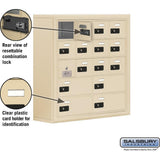 Surface Mounted Cell Phone Locker with 12 A Doors (11 usable) 4 B Doors in Sandstone - Resettable Combination Locks by Salsbury