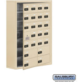 Surface Mounted Cell Phone Locker with 20 A Doors (19 usable) 4 B Doors in Aluminum - Keyed Locks by Salsbury