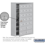 Surface Mounted Cell Phone Locker with 20 A Doors (19 usable) 4 B Doors in Aluminum - Keyed Locks by Salsbury