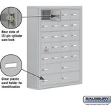 Surface Mounted Cell Phone Locker with 20 A Doors (19 usable) 4 B Doors in Aluminum - Keyed Locks by Salsbury