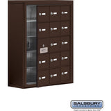 Surface Mounted Cell Phone Storage Locker with 15 A Doors (14 usable) in Aluminum - Keyed Locks by Salsbury