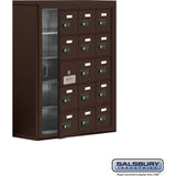 Surface Mounted Cell Phone Storage Locker with 15 A Doors (14 usable) in Aluminum - Keyed Locks by Salsbury