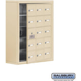 Surface Mounted Cell Phone Storage Locker with 15 A Doors (14 usable) in Aluminum - Keyed Locks by Salsbury