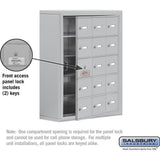 Surface Mounted Cell Phone Storage Locker with 15 A Doors (14 usable) in Aluminum - Keyed Locks by Salsbury
