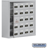 Surface Mounted Cell Phone Storage Locker with 20 A Doors (19 usable) in Aluminum - Keyed Locks by Salsbury