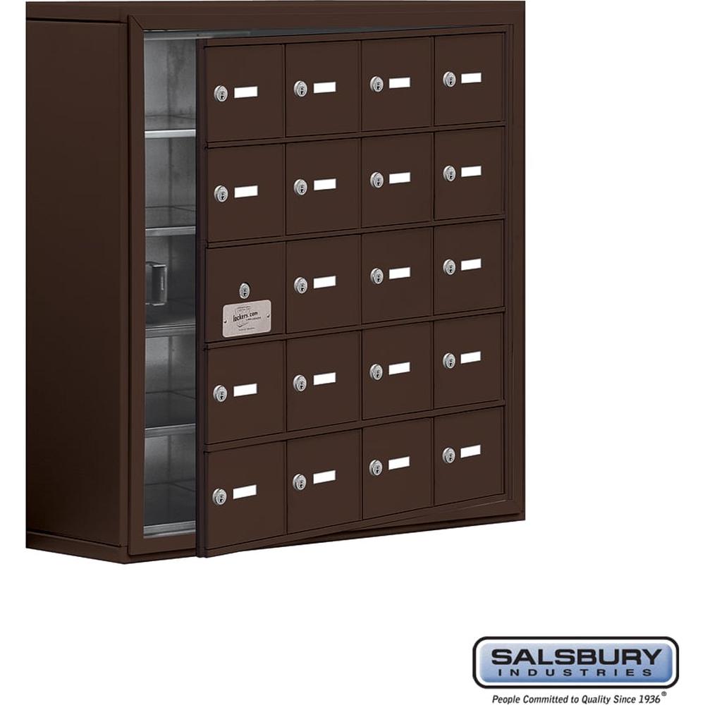 Surface Mounted Cell Phone Storage Locker with 20 A Doors (19 usable) in Aluminum - Keyed Locks by Salsbury