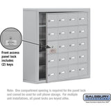 Surface Mounted Cell Phone Storage Locker with 20 A Doors (19 usable) in Aluminum - Keyed Locks by Salsbury