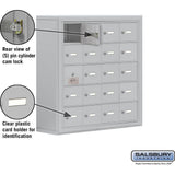 Surface Mounted Cell Phone Storage Locker with 20 A Doors (19 usable) in Aluminum - Keyed Locks by Salsbury