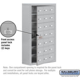 Surface Mounted Cell Phone Storage Locker with 21 A Doors (20 usable) in Aluminum - Keyed Locks by Salsbury