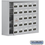 Surface Mounted Cell Phone Storage Locker with 25 A Doors (24 usable) in Aluminum - Keyed Locks by Salsbury