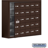 Surface Mounted Cell Phone Storage Locker with 25 A Doors (24 usable) in Aluminum - Keyed Locks by Salsbury
