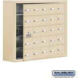 Surface Mounted Cell Phone Storage Locker with 25 A Doors (24 usable) in Aluminum - Keyed Locks by Salsbury