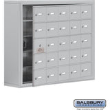 Surface Mounted Cell Phone Storage Locker with 25 A Doors (24 usable) in Aluminum - Keyed Locks by Salsbury