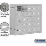 Surface Mounted Cell Phone Storage Locker with 25 A Doors (24 usable) in Aluminum - Keyed Locks by Salsbury