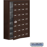 Surface Mounted Cell Phone Storage Locker with 28 A Doors (27 usable) in Aluminum - Keyed Locks by Salsbury