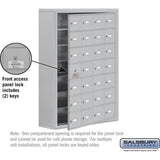 Surface Mounted Cell Phone Storage Locker with 28 A Doors (27 usable) in Aluminum - Keyed Locks by Salsbury
