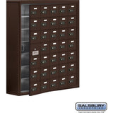 Surface Mounted Cell Phone Storage Locker with 35 A Doors (34 usable) in Aluminum - Keyed Locks by Salsbury