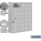 Surface Mounted Cell Phone Storage Locker with 35 A Doors (34 usable) in Aluminum - Keyed Locks by Salsbury