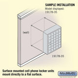 Surface Mounted Cell Phone Storage Locker with 35 A Doors (34 usable) in Aluminum - Keyed Locks by Salsbury