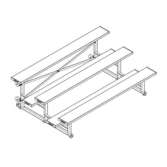 Jaypro Indoor Bleacher - 7-1/2 ft. (3 Row - Single Foot Plank) - Tip & Roll BLCH-375TRG