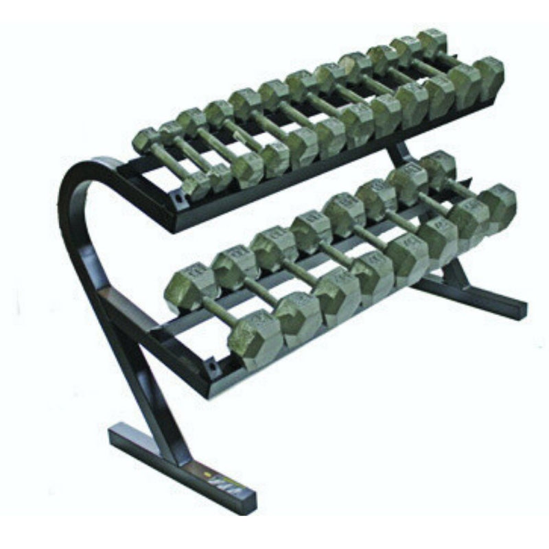 USA 5 lb to 50 lb 10 Pair Iron Hex Dumbbell Set with Rack