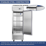 27"W Single Solid Door Reach-In Refrigerator 19 cu. ft. Commercial Refrigerator